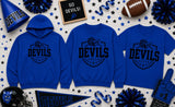 MYA Devils Football/Cheer - You Choose The Shirt Style - Shirt Color Is Royal Blue