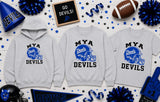 MYA Devils Football/Cheer - You Choose The Shirt Style - Shirt Color Is Gray