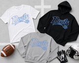 MYA Devils Football/Cheer - You Choose The Shirt Style & Color (Powder Blue)