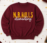 N.B. Mills Elementary - You Choose the Shirt Style - Shirt Color is Maroon