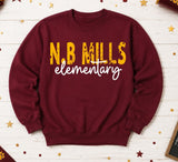 N.B Mills Elementary - You Choose the Shirt Style - Shirt Color is Maroon