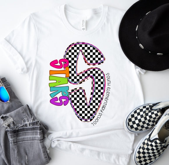 South Elementary Stars  - You Choose The Shirt Style - White