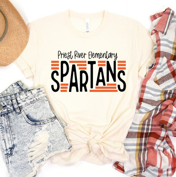 Priest River Spartans - You Choose The Shirt Style - Cream