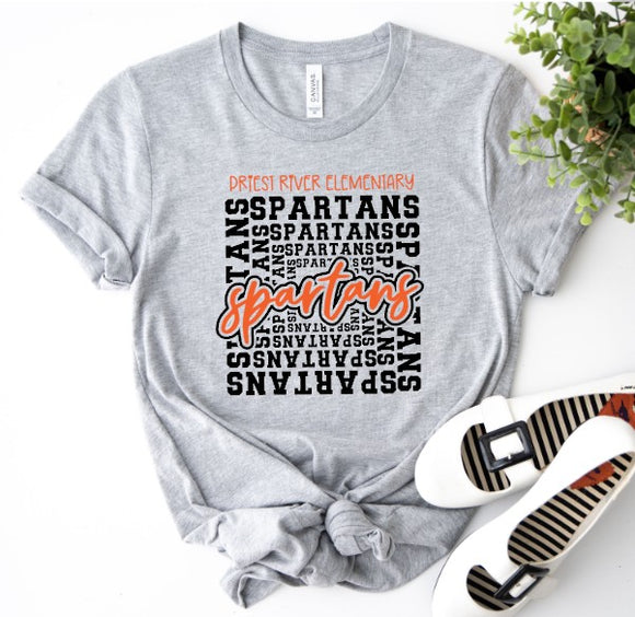 Priest River Spartans - You Choose The Shirt Style - Gray