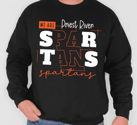 Priest River Spartans - You Choose The Shirt Style - Black