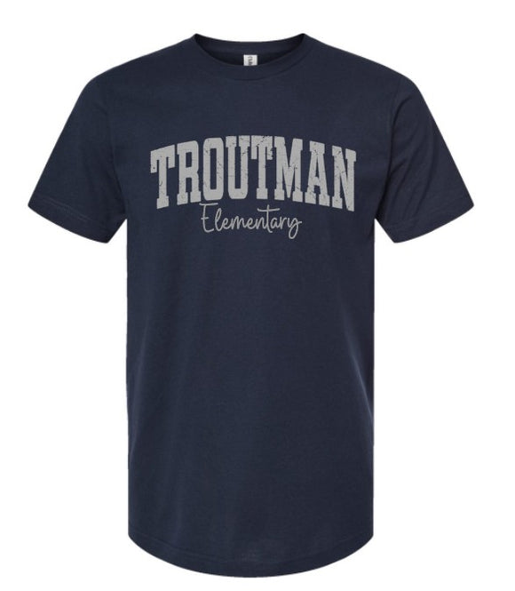 Troutman Elementary  - You Choose The Shirt Style - Shirt Color Is Navy