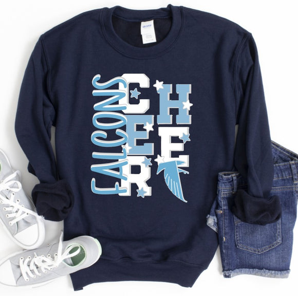 West Rowan Falcons Cheer  - You Choose The Shirt Style - Navy