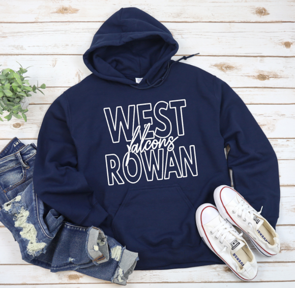 West Rowan Falcons - You Choose The Shirt Style - Shirt Color Navy