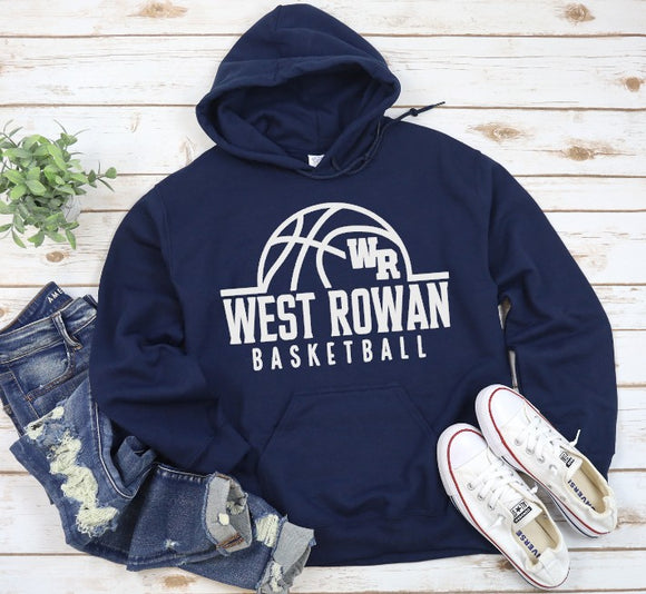 West Rowan Basketball - Choose From Short Sleeve, Crew Or Hooded Sweatshirt - Navy