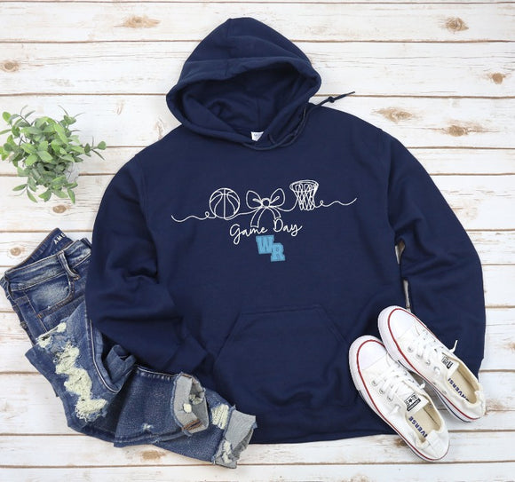 West Rowan Basketball - Choose From Short Sleeve, Crew Or Hooded Sweatshirt - Navy