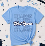 West Rowan Bulldogs - You Choose The Shirt Style - Shirt Color is Light Blue