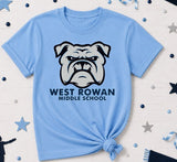 West Rowan Bulldogs - You Choose The Shirt Style - Shirt Color is Light Blue
