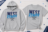 West Rowan Bulldogs - You Choose The Shirt Style - Shirt Color is Gray