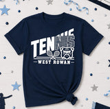 West Rowan Bulldogs Tennis - You Choose The Shirt Style - Shirt Color is Navy