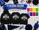 MYA Devils Football/Cheer - You Choose The Shirt Style - Shirt Color Is Black (#2)