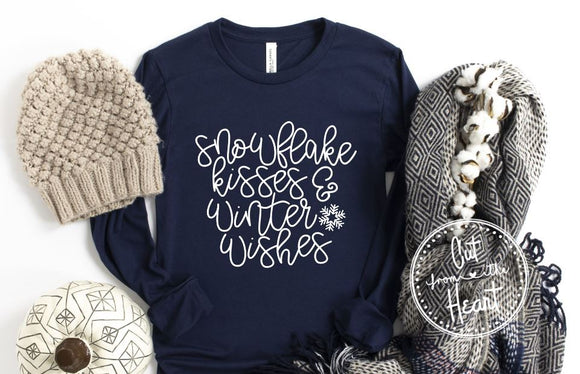 Christmas Graphic Shirt ~ Snowflake Kisses Winter Wishes
