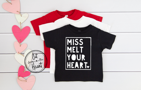 Toddler Youth Girls Valentine Shirt, Girls Valentine Outfit, Miss Melt Your Heart, Kids Valentines Day Shirt, Cute Valentines Day Outfit