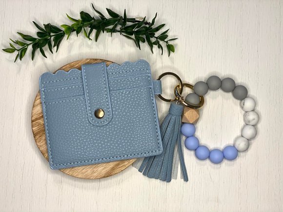 Silicone Beaded Keychain Bracelet with Wallet