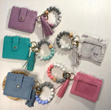 Silicone Beaded Keychain Bracelet with Wallet
