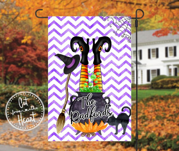 Witch Personalized Halloween Garden Flag