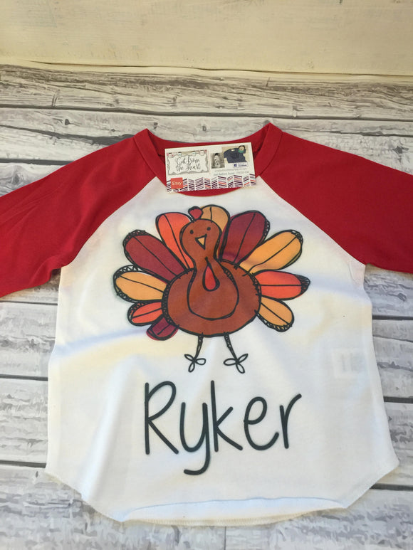 Boys Thanksgiving Shirt, Boys Custom Turkey Shirt, Personalized Turkey Shirt, Toddler Boys Shirt, Boys Youth Tee, Personalized Boys Raglan,