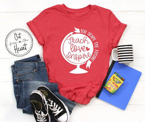 Teach Love Inspire Shirt Unisex Graphic Tee For Teachers