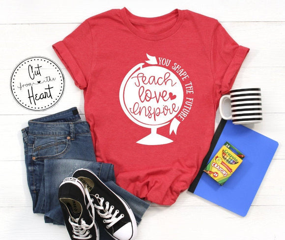 Teach Love Inspire Shirt Unisex Graphic Tee For Teachers